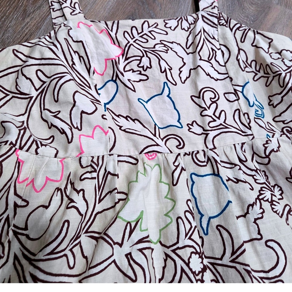 Knox Rose Floral Tiered Maxi Dress Cream Pink Brown Smocked Back Size L - Picture 4 of 9